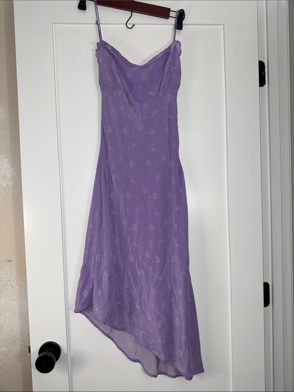 Azuriera Lavender Slip Dress Celestial Print Sz Small twee high low asymmetrical